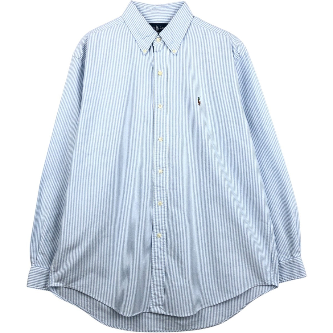 Ralph Lauren Classic Fit Long Sleeve Button Down Striped Shirt Men's Size L cotton Blue type light blue Vintage Second Hand