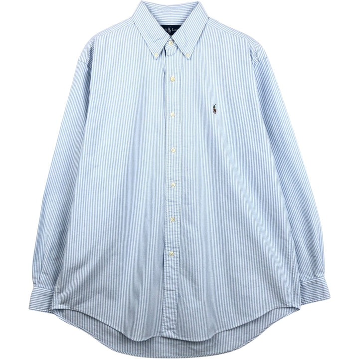 Ralph Lauren Classic Fit Long Sleeve Button Down Striped Shirt Men's Size L cotton Blue type light blue Vintage Second Hand