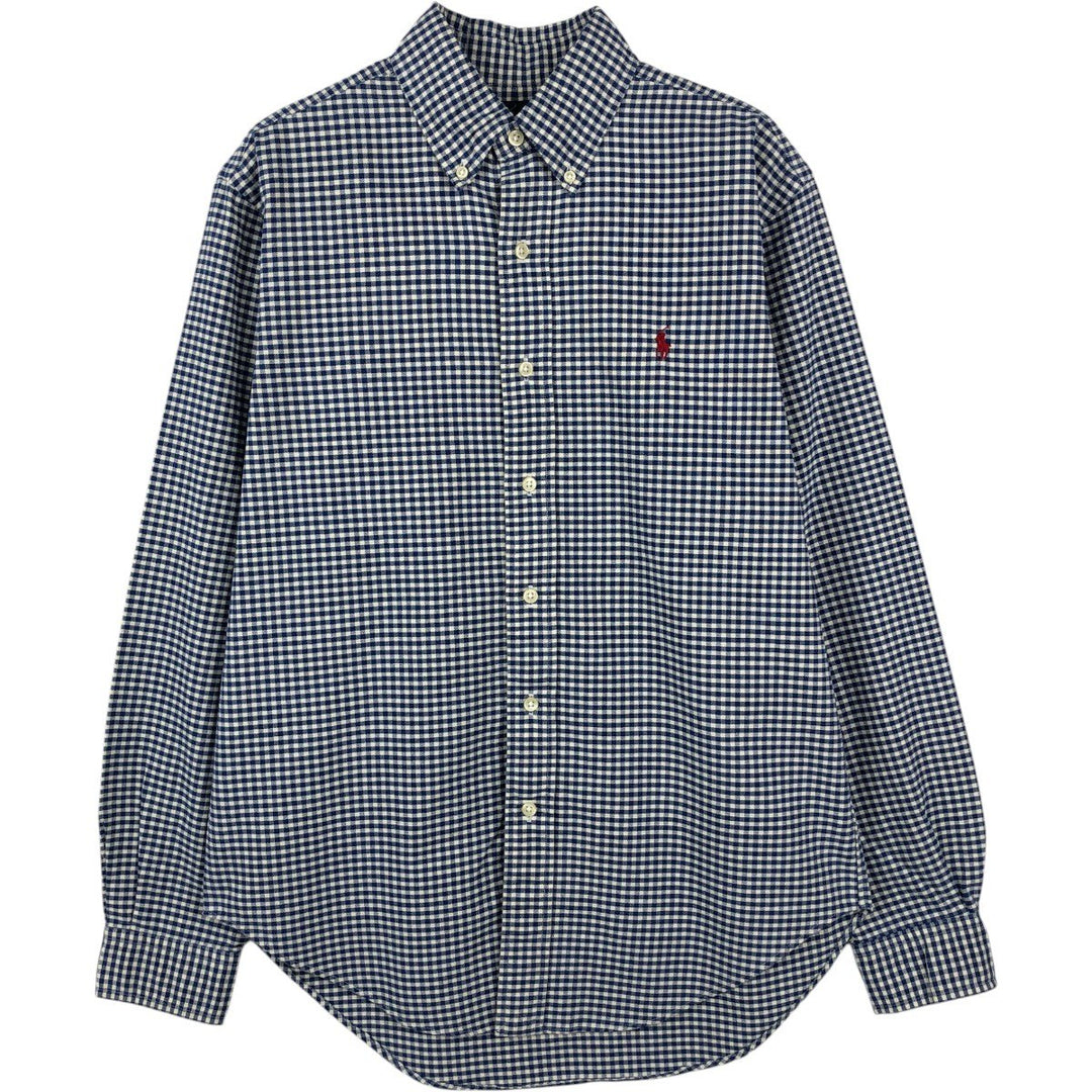 Ralph Lauren CLASSIC FIT Gingham Check Long Sleeve Button-Down Check Shirt (Men's Size S) cotton blue type Vintage Second Hand