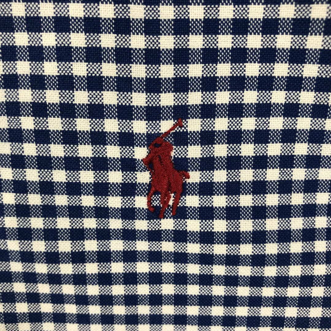Ralph Lauren CLASSIC FIT Gingham Check Long Sleeve Button-Down Check Shirt (Men's Size S) cotton blue type Vintage Second Hand