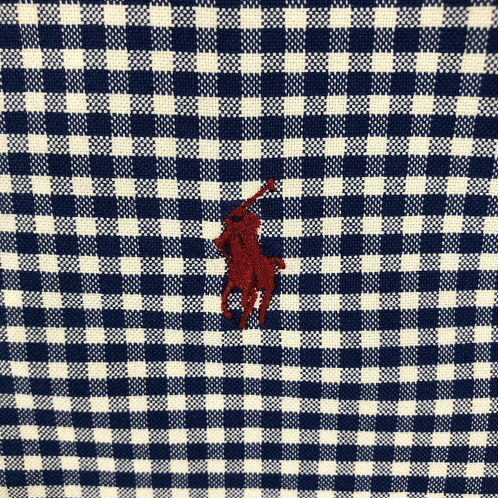 Ralph Lauren CLASSIC FIT Gingham Check Long Sleeve Button-Down Check Shirt (Men's Size S) cotton blue type Vintage Second Hand