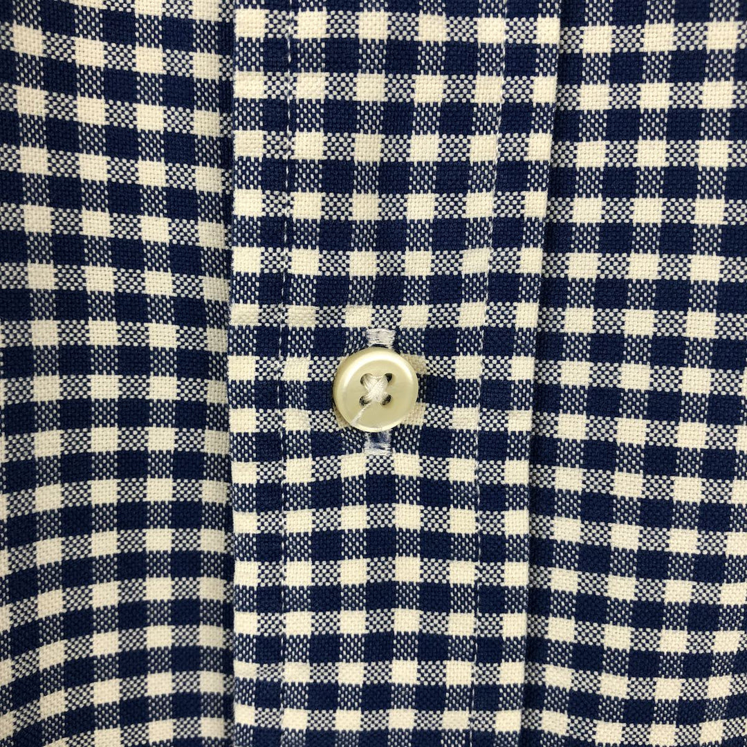 Ralph Lauren CLASSIC FIT Gingham Check Long Sleeve Button-Down Check Shirt (Men's Size S) cotton blue type Vintage Second Hand