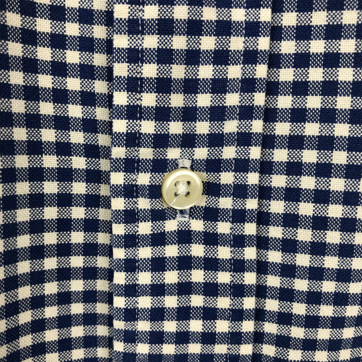 Ralph Lauren CLASSIC FIT Gingham Check Long Sleeve Button-Down Check Shirt (Men's Size S) cotton blue type Vintage Second Hand