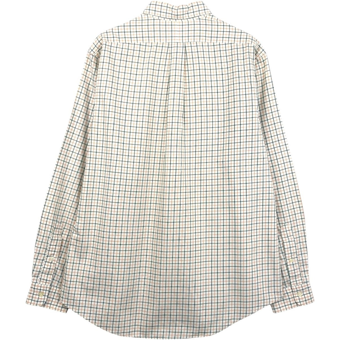 Ralph Lauren CUSTOM FIT long sleeve button down check shirt, men's size L cotton white type Vintage Second Hand