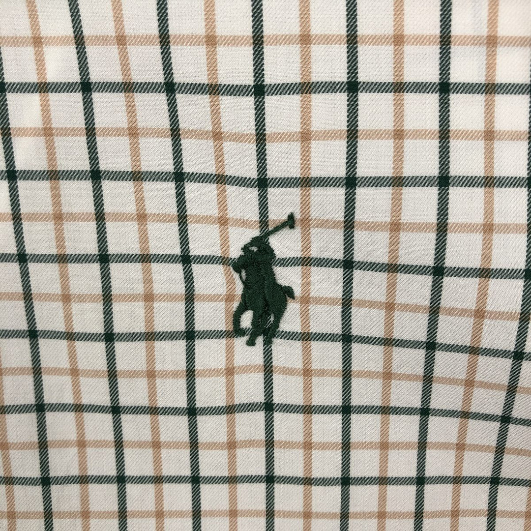 Ralph Lauren CUSTOM FIT long sleeve button down check shirt, men's size L cotton white type Vintage Second Hand