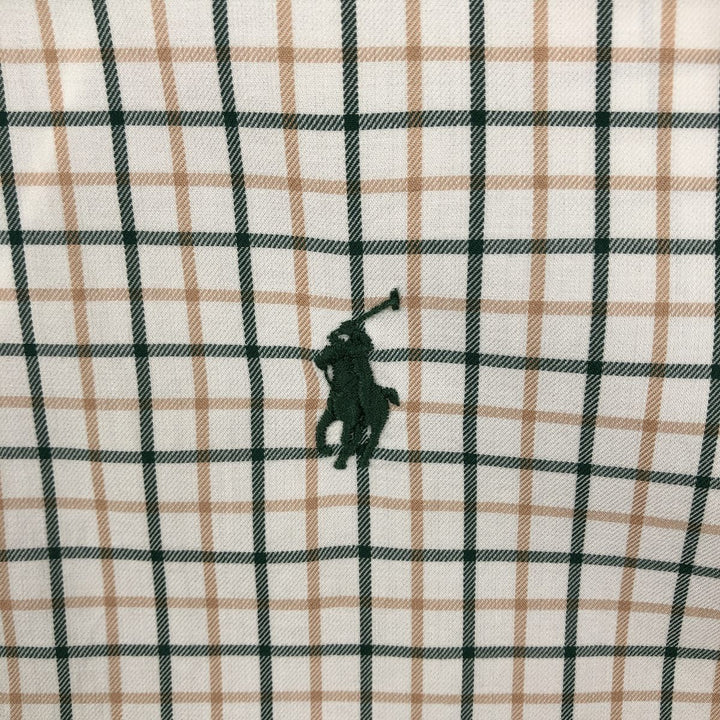 Ralph Lauren CUSTOM FIT long sleeve button down check shirt, men's size L cotton white type Vintage Second Hand