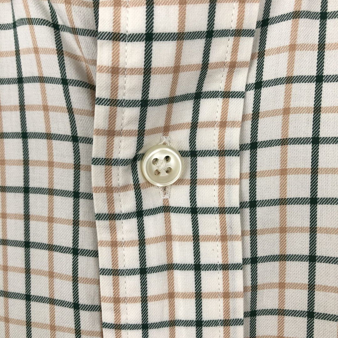 Ralph Lauren CUSTOM FIT long sleeve button down check shirt, men's size L cotton white type Vintage Second Hand