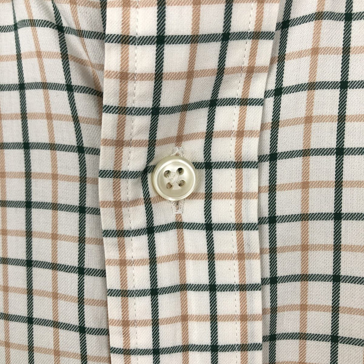 Ralph Lauren CUSTOM FIT long sleeve button down check shirt, men's size L cotton white type Vintage Second Hand