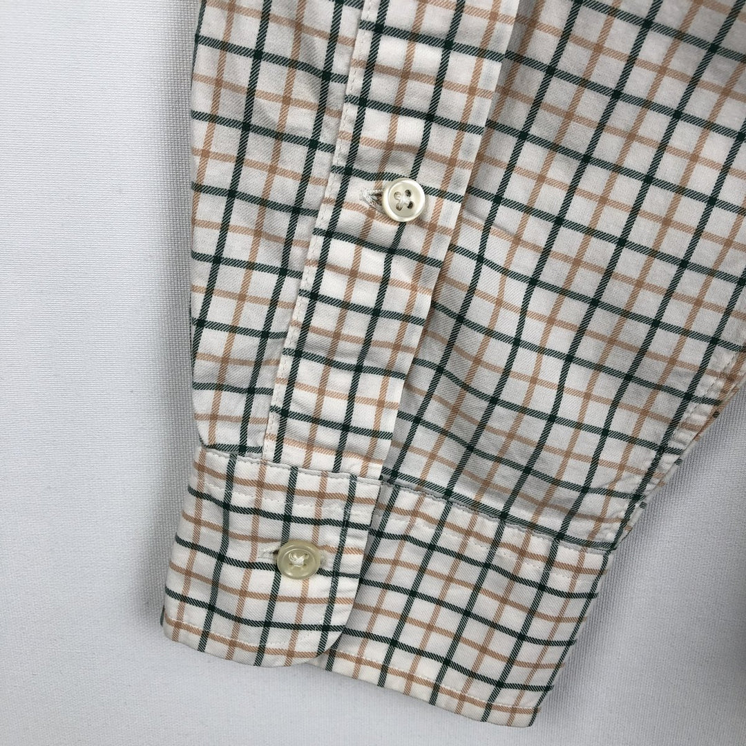Ralph Lauren CUSTOM FIT long sleeve button down check shirt, men's size L cotton white type Vintage Second Hand