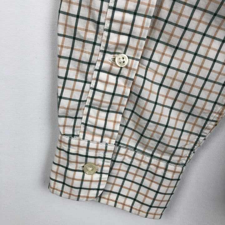 Ralph Lauren CUSTOM FIT long sleeve button down check shirt, men's size L cotton white type Vintage Second Hand