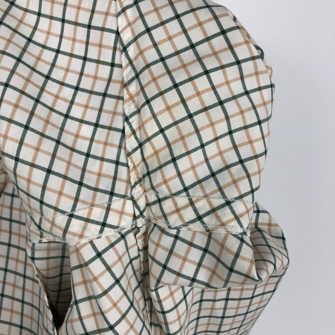 Ralph Lauren CUSTOM FIT long sleeve button down check shirt, men's size L cotton white type Vintage Second Hand