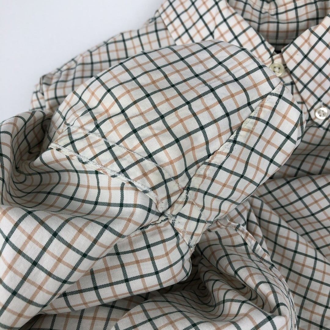 Ralph Lauren CUSTOM FIT long sleeve button down check shirt, men's size L cotton white type Vintage Second Hand