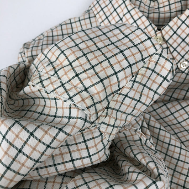 Ralph Lauren CUSTOM FIT long sleeve button down check shirt, men's size L cotton white type Vintage Second Hand