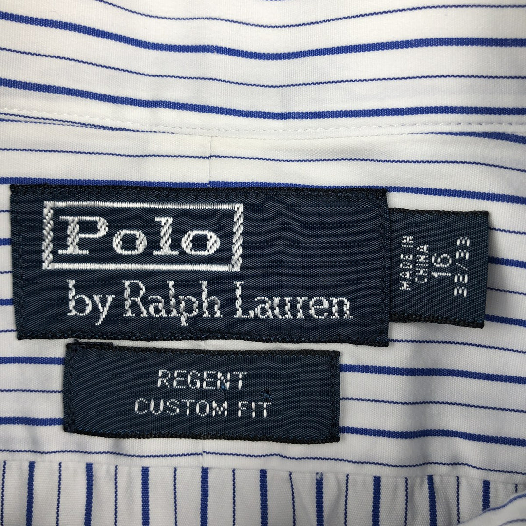 Ralph Lauren POLO by Ralph Lauren REGENT CUSTOM FIT Long-Sleeve Cotton Stripe Shirt, Men's Size L (approx.) cotton white type Vintage Second Hand