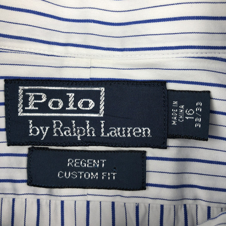Ralph Lauren POLO by Ralph Lauren REGENT CUSTOM FIT Long-Sleeve Cotton Stripe Shirt, Men's Size L (approx.) cotton white type Vintage Second Hand