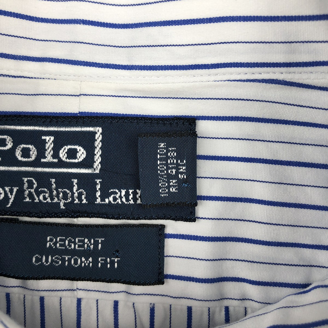 Ralph Lauren POLO by Ralph Lauren REGENT CUSTOM FIT Long-Sleeve Cotton Stripe Shirt, Men's Size L (approx.) cotton white type Vintage Second Hand