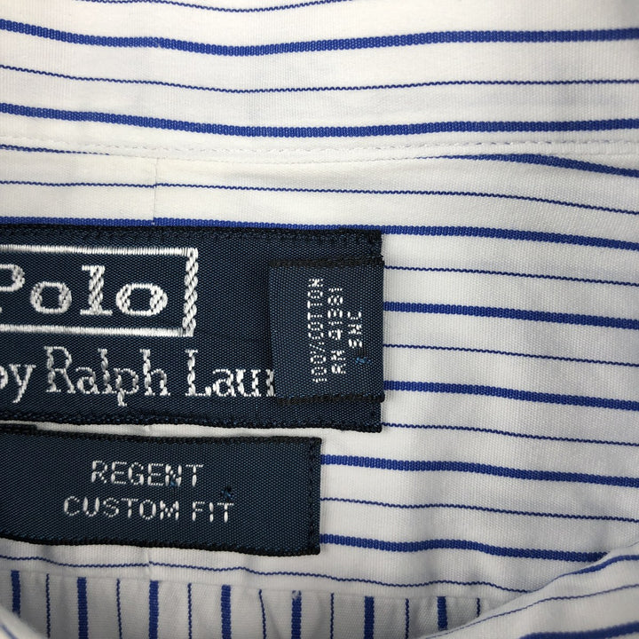 Ralph Lauren POLO by Ralph Lauren REGENT CUSTOM FIT Long-Sleeve Cotton Stripe Shirt, Men's Size L (approx.) cotton white type Vintage Second Hand