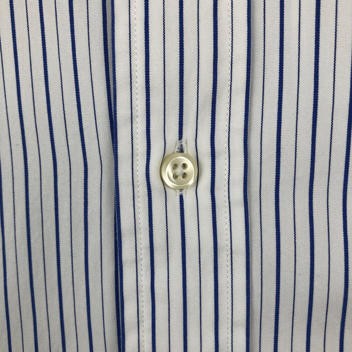 Ralph Lauren POLO by Ralph Lauren REGENT CUSTOM FIT Long-Sleeve Cotton Stripe Shirt, Men's Size L (approx.) cotton white type Vintage Second Hand