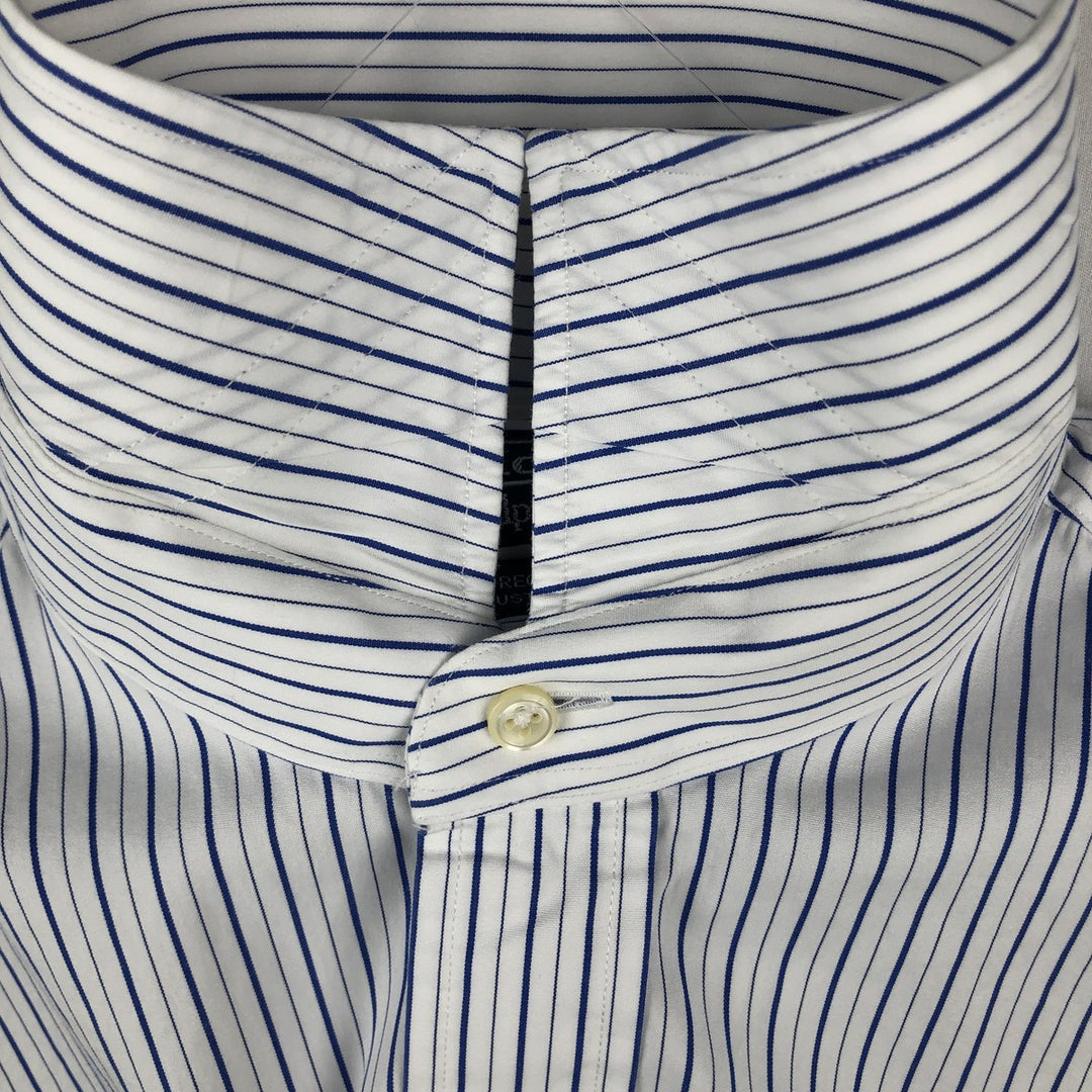 Ralph Lauren POLO by Ralph Lauren REGENT CUSTOM FIT Long-Sleeve Cotton Stripe Shirt, Men's Size L (approx.) cotton white type Vintage Second Hand