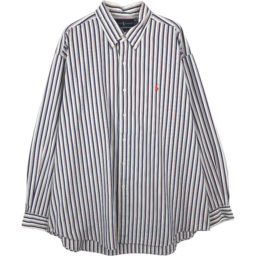 Ralph Lauren BLAKE long sleeve button-down striped shirt, men's size XL cotton navy blue type Vintage Second Hand