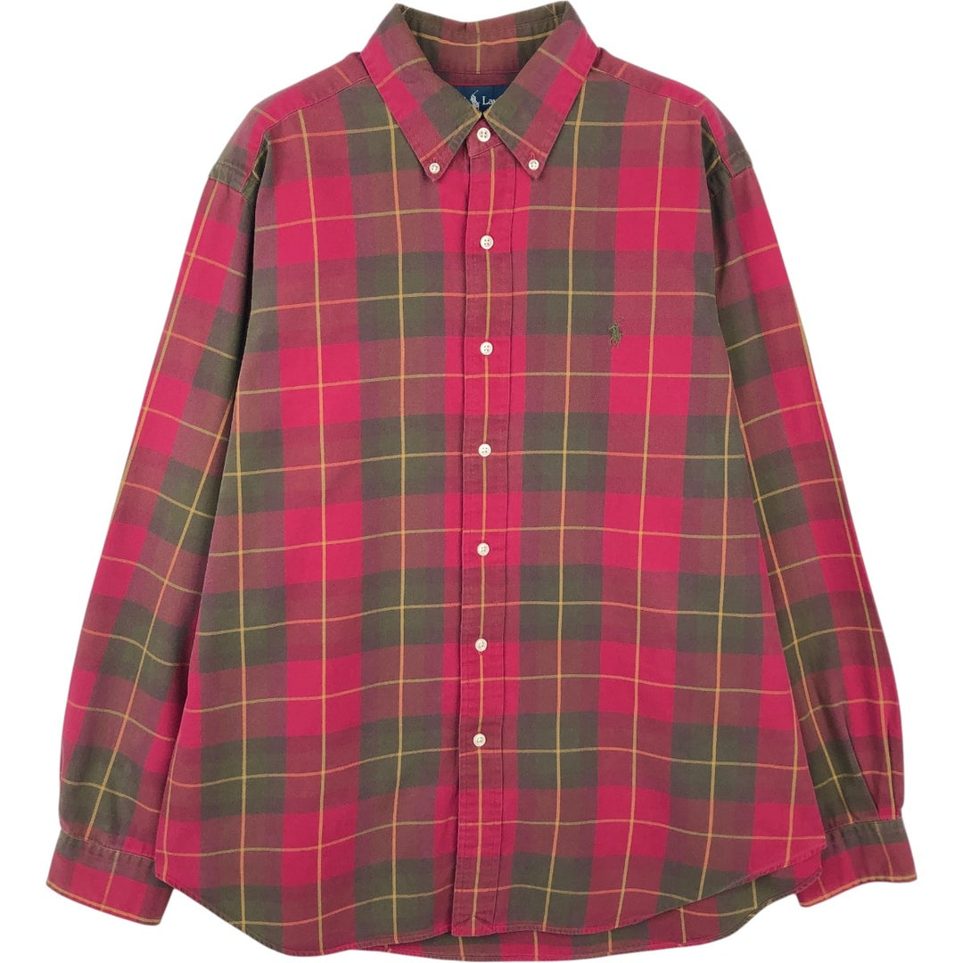 Ralph Lauren Classic Fit Long Sleeve Button Down Check Shirt Men's Size L cotton red type Vintage Second Hand