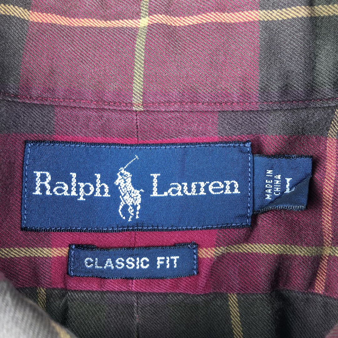 Ralph Lauren Classic Fit Long Sleeve Button Down Check Shirt Men's Size L cotton red type Vintage Second Hand