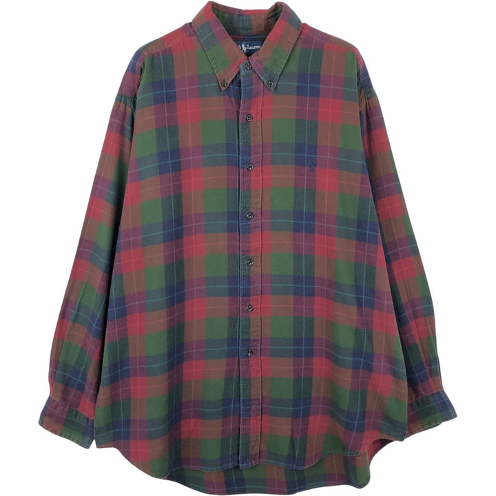 Ralph Lauren BLAKE long sleeve button down check shirt, men's size L cotton red type Vintage Second Hand