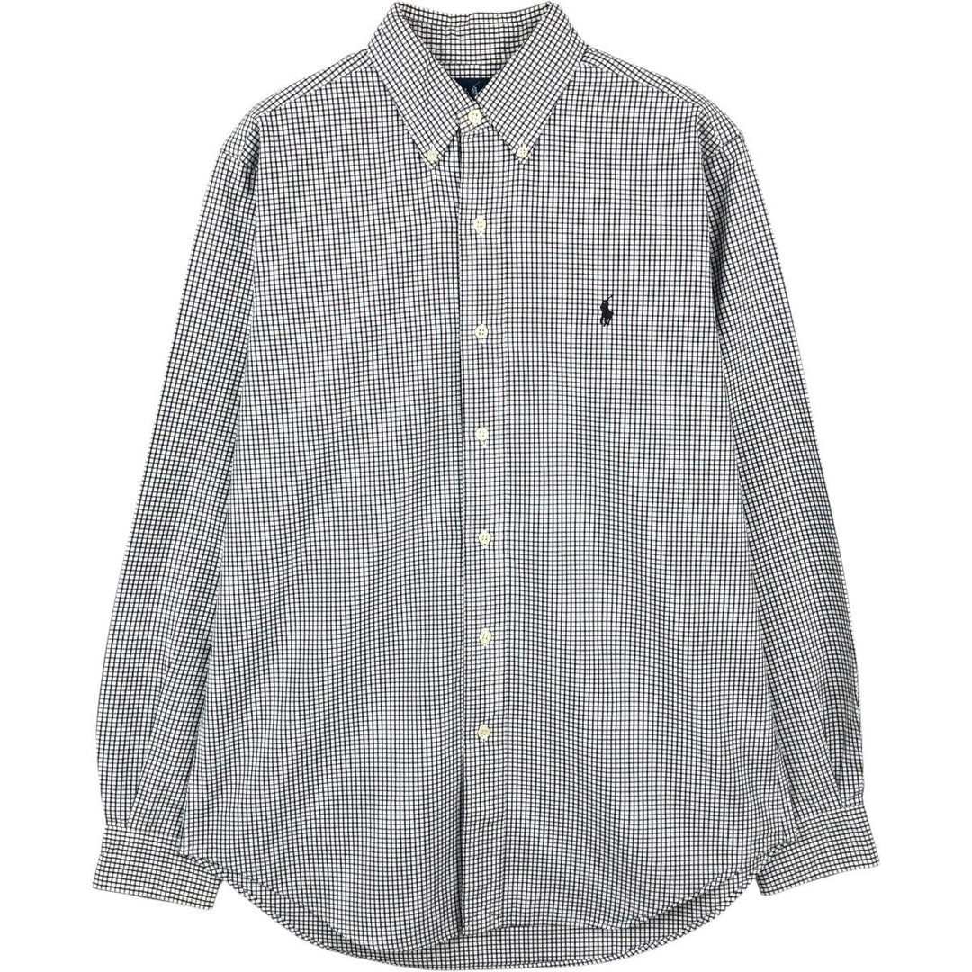Ralph Lauren Classic Fit Gingham Check Long Sleeve Button-Down Shirt, Men's Size Medium cotton black type Vintage Second Hand