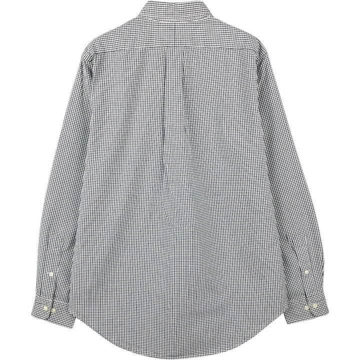 Ralph Lauren Classic Fit Gingham Check Long Sleeve Button-Down Shirt, Men's Size Medium cotton black type Vintage Second Hand