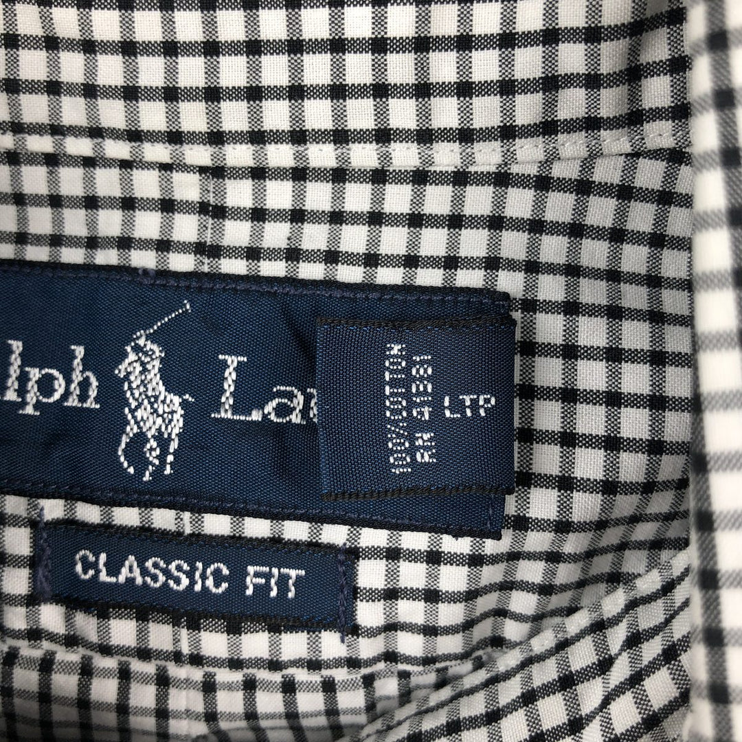 Ralph Lauren Classic Fit Gingham Check Long Sleeve Button-Down Shirt, Men's Size Medium cotton black type Vintage Second Hand