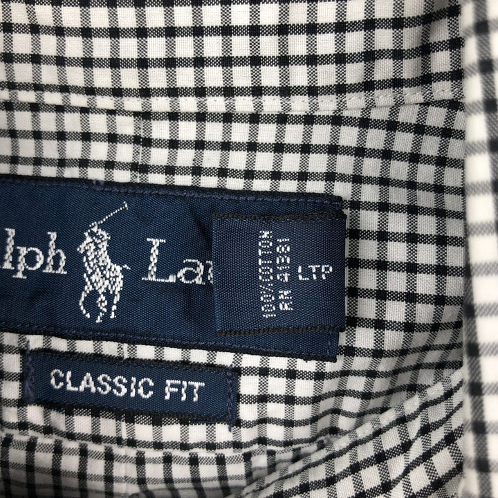 Ralph Lauren Classic Fit Gingham Check Long Sleeve Button-Down Shirt, Men's Size Medium cotton black type Vintage Second Hand