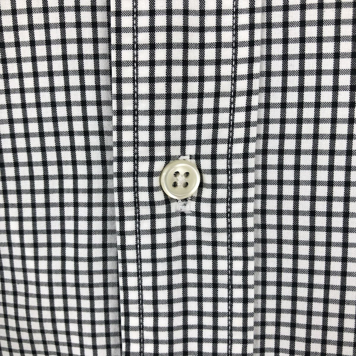 Ralph Lauren Classic Fit Gingham Check Long Sleeve Button-Down Shirt, Men's Size Medium cotton black type Vintage Second Hand