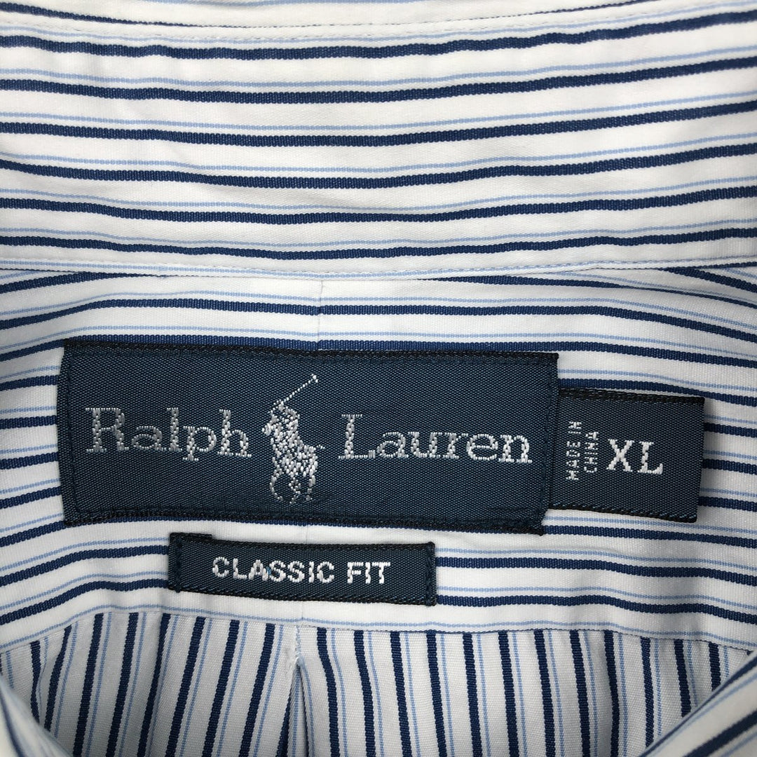 Ralph Lauren Classic Fit Long Sleeve Button Down Striped Shirt Men's XL cotton white type Vintage Second Hand