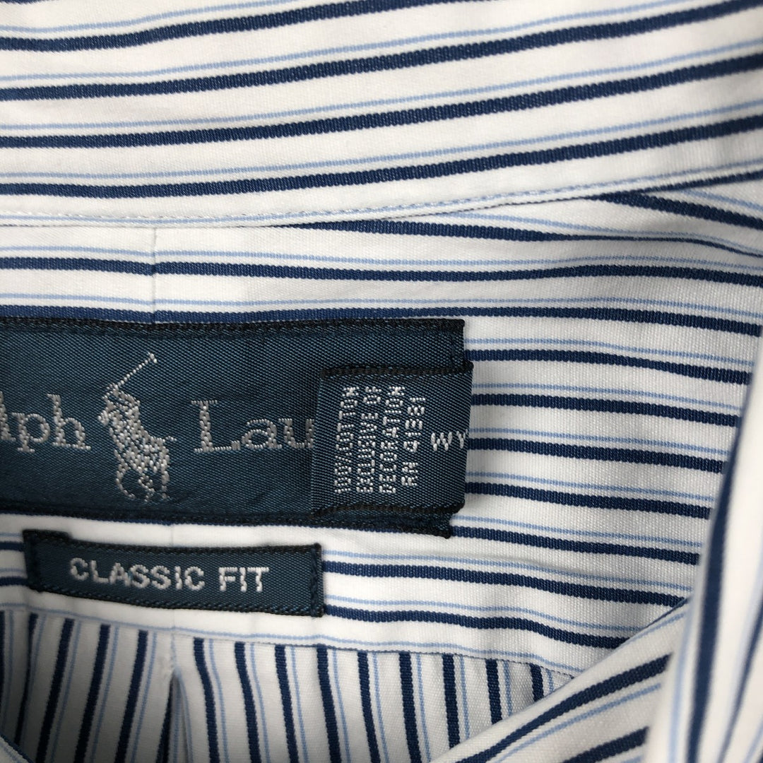 Ralph Lauren Classic Fit Long Sleeve Button Down Striped Shirt Men's XL cotton white type Vintage Second Hand
