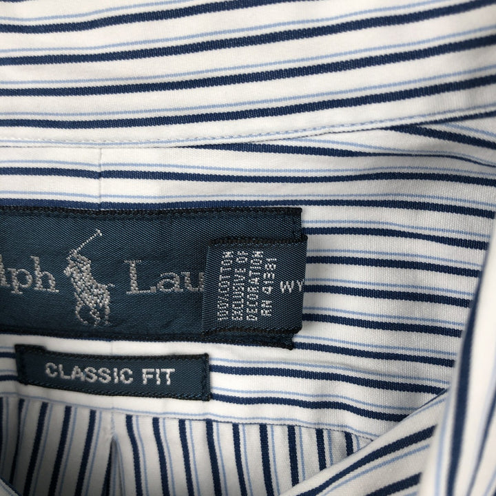 Ralph Lauren Classic Fit Long Sleeve Button Down Striped Shirt Men's XL cotton white type Vintage Second Hand