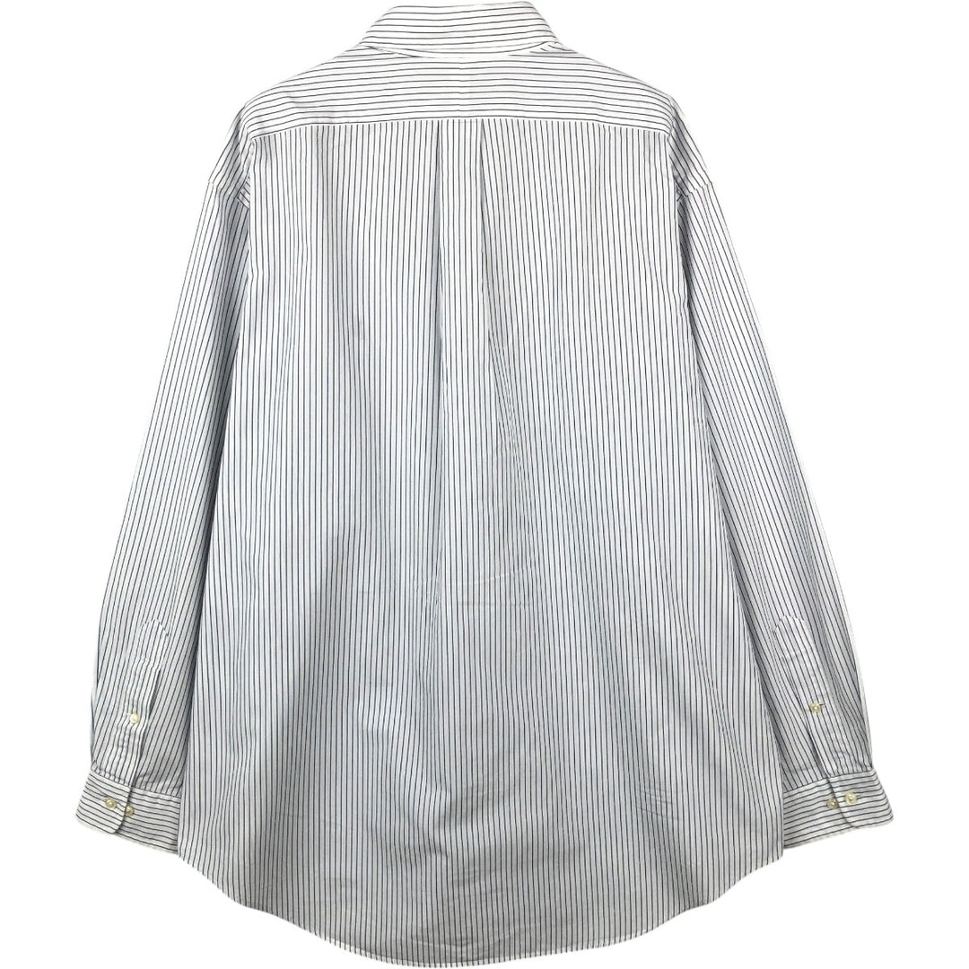 Ralph Lauren YARMOUTH Stripe Pattern Long-Sleeve Button-Down Stripe Shirt, Men's Size L (approx.) cotton white type Vintage Second Hand