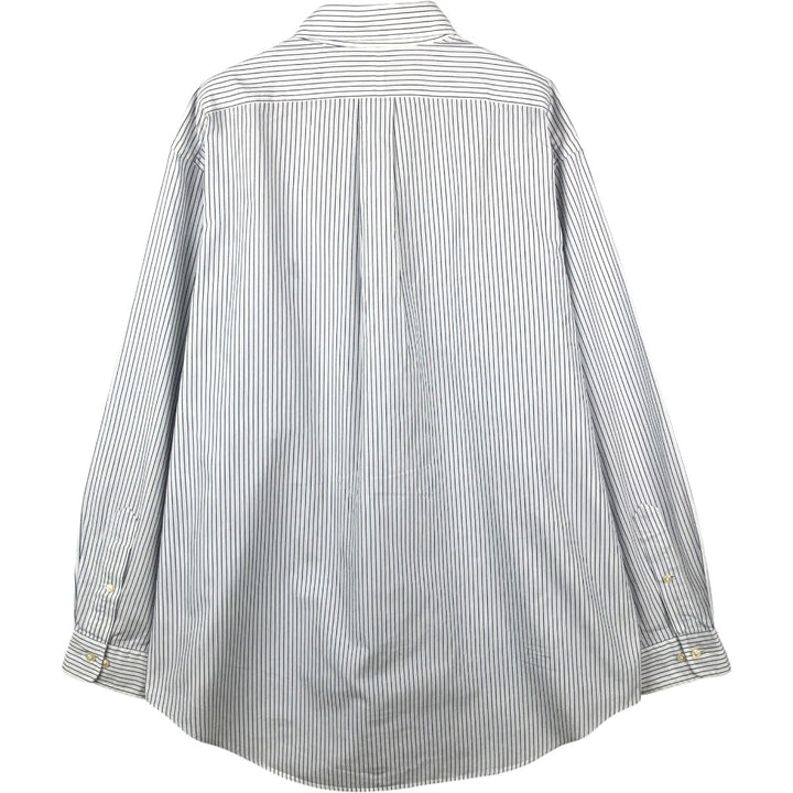 Ralph Lauren YARMOUTH Stripe Pattern Long-Sleeve Button-Down Stripe Shirt, Men's Size L (approx.) cotton white type Vintage Second Hand