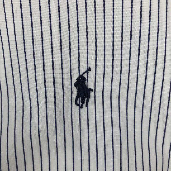 Ralph Lauren YARMOUTH Stripe Pattern Long-Sleeve Button-Down Stripe Shirt, Men's Size L (approx.) cotton white type Vintage Second Hand