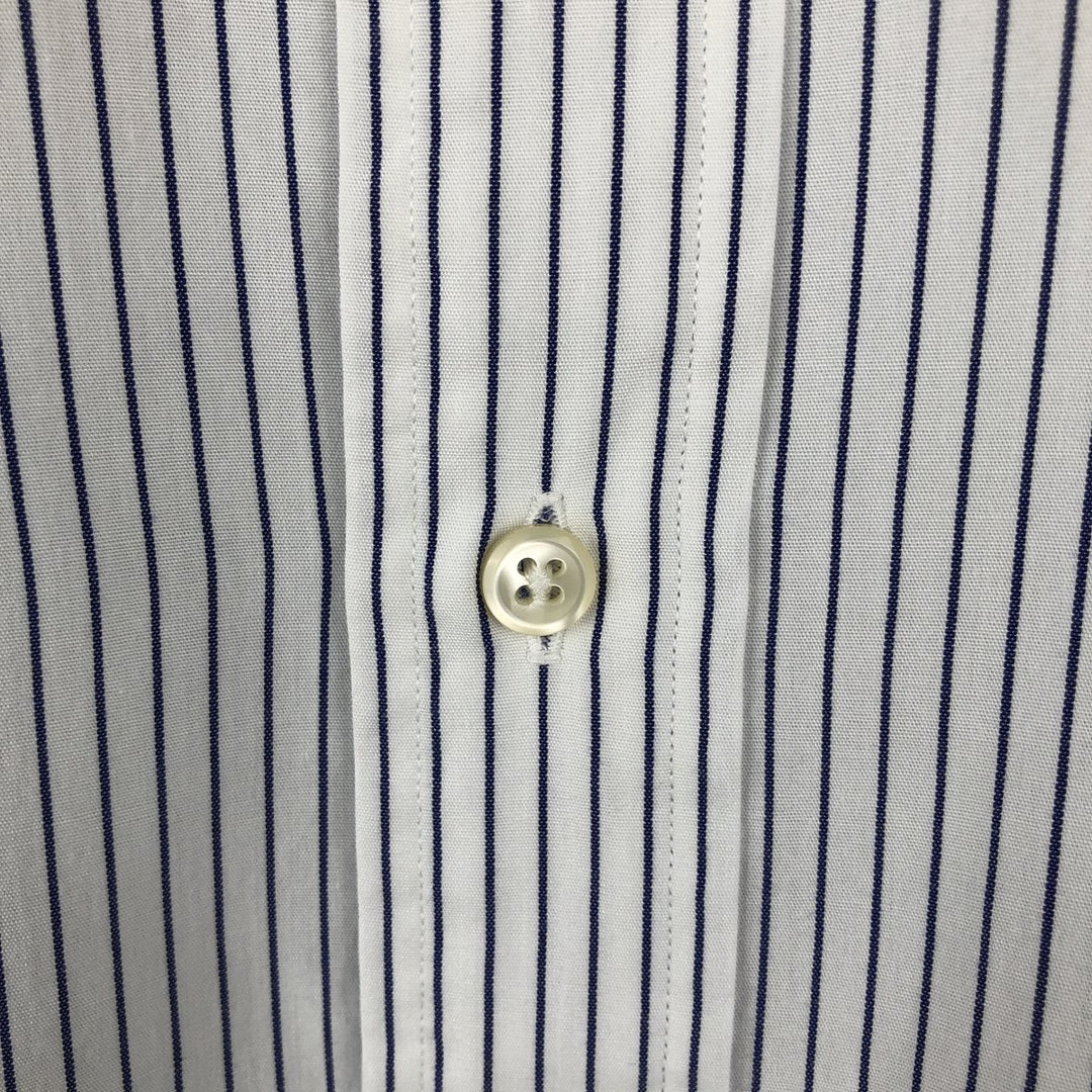 Ralph Lauren YARMOUTH Stripe Pattern Long-Sleeve Button-Down Stripe Shirt, Men's Size L (approx.) cotton white type Vintage Second Hand