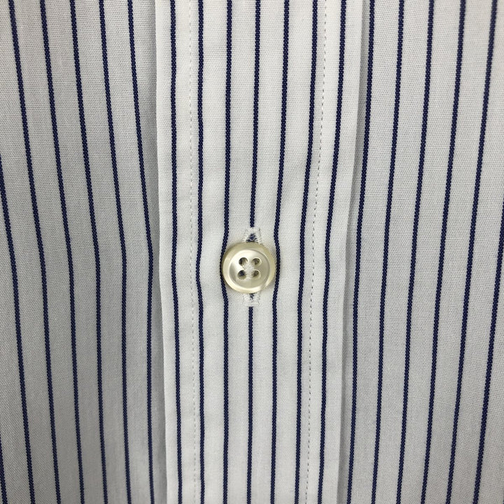 Ralph Lauren YARMOUTH Stripe Pattern Long-Sleeve Button-Down Stripe Shirt, Men's Size L (approx.) cotton white type Vintage Second Hand