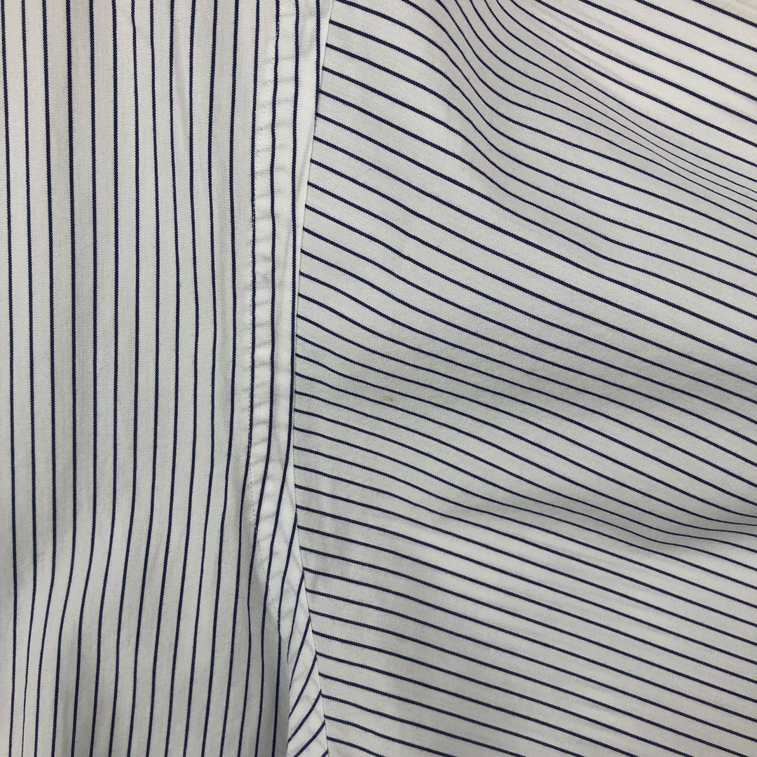 Ralph Lauren YARMOUTH Stripe Pattern Long-Sleeve Button-Down Stripe Shirt, Men's Size L (approx.) cotton white type Vintage Second Hand