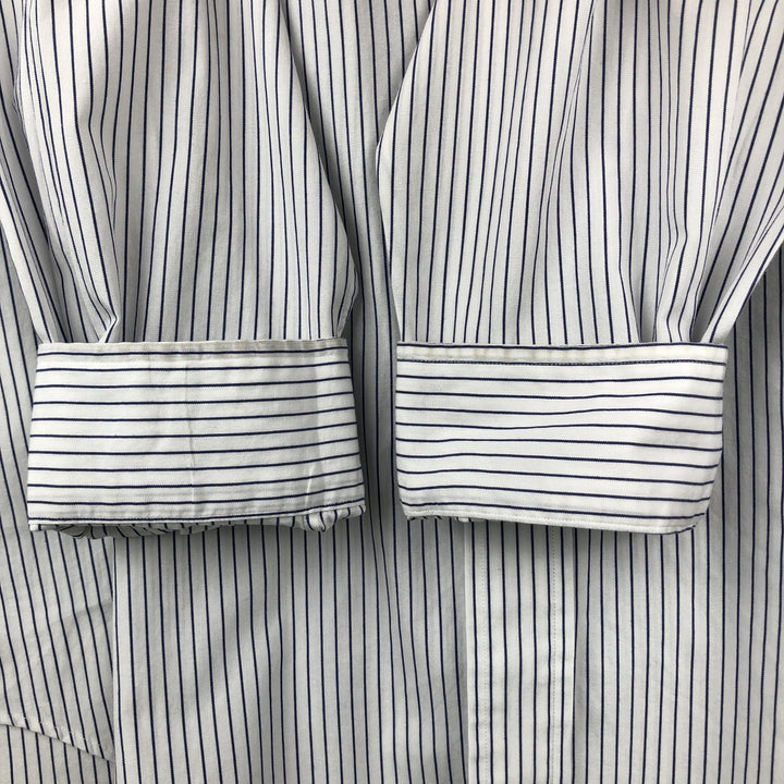 Ralph Lauren YARMOUTH Stripe Pattern Long-Sleeve Button-Down Stripe Shirt, Men's Size L (approx.) cotton white type Vintage Second Hand