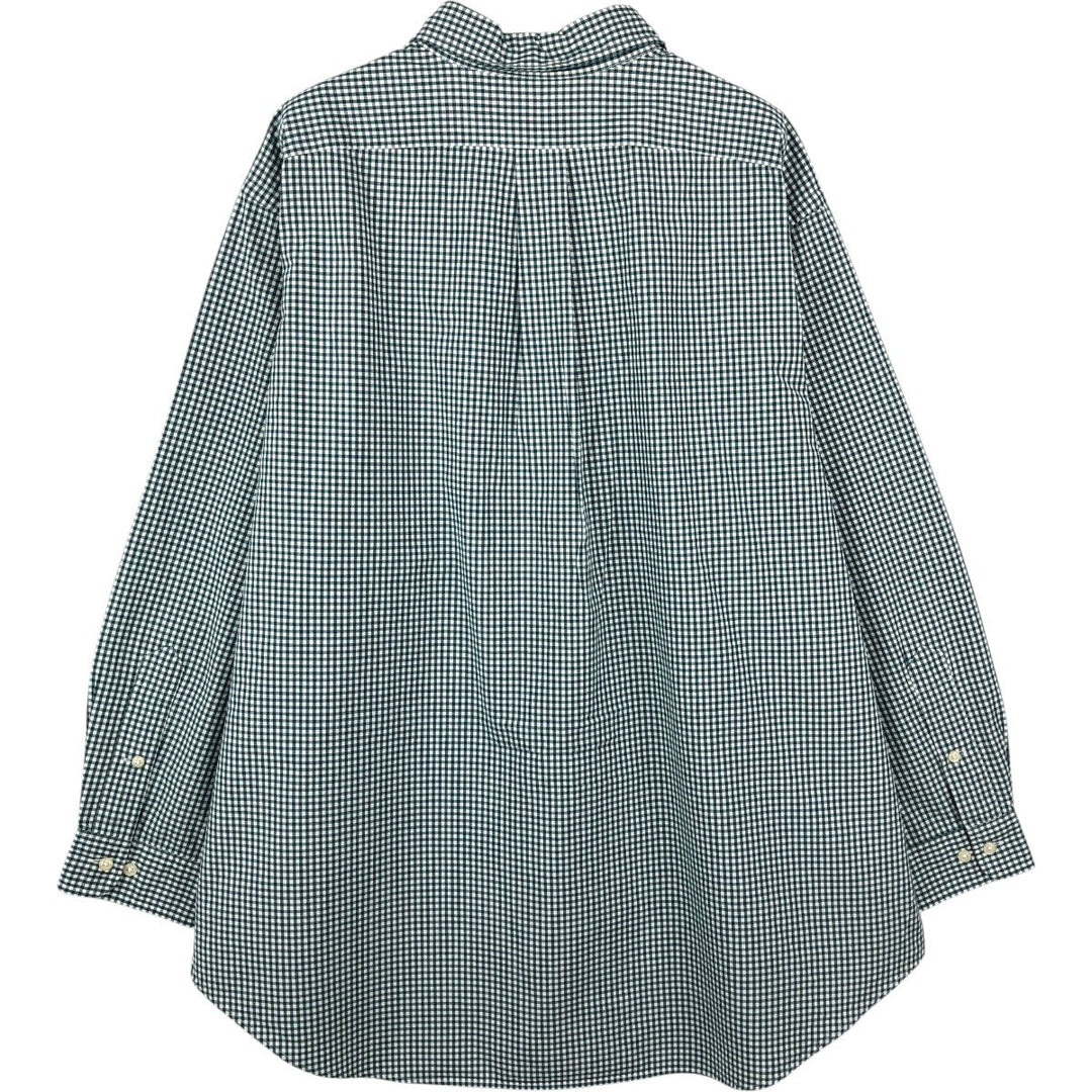 Ralph Lauren Classic Fit Gingham Check Long Sleeve Button-Down Check Shirt, Men's Size XL cotton Green type dark green Vintage Second Hand