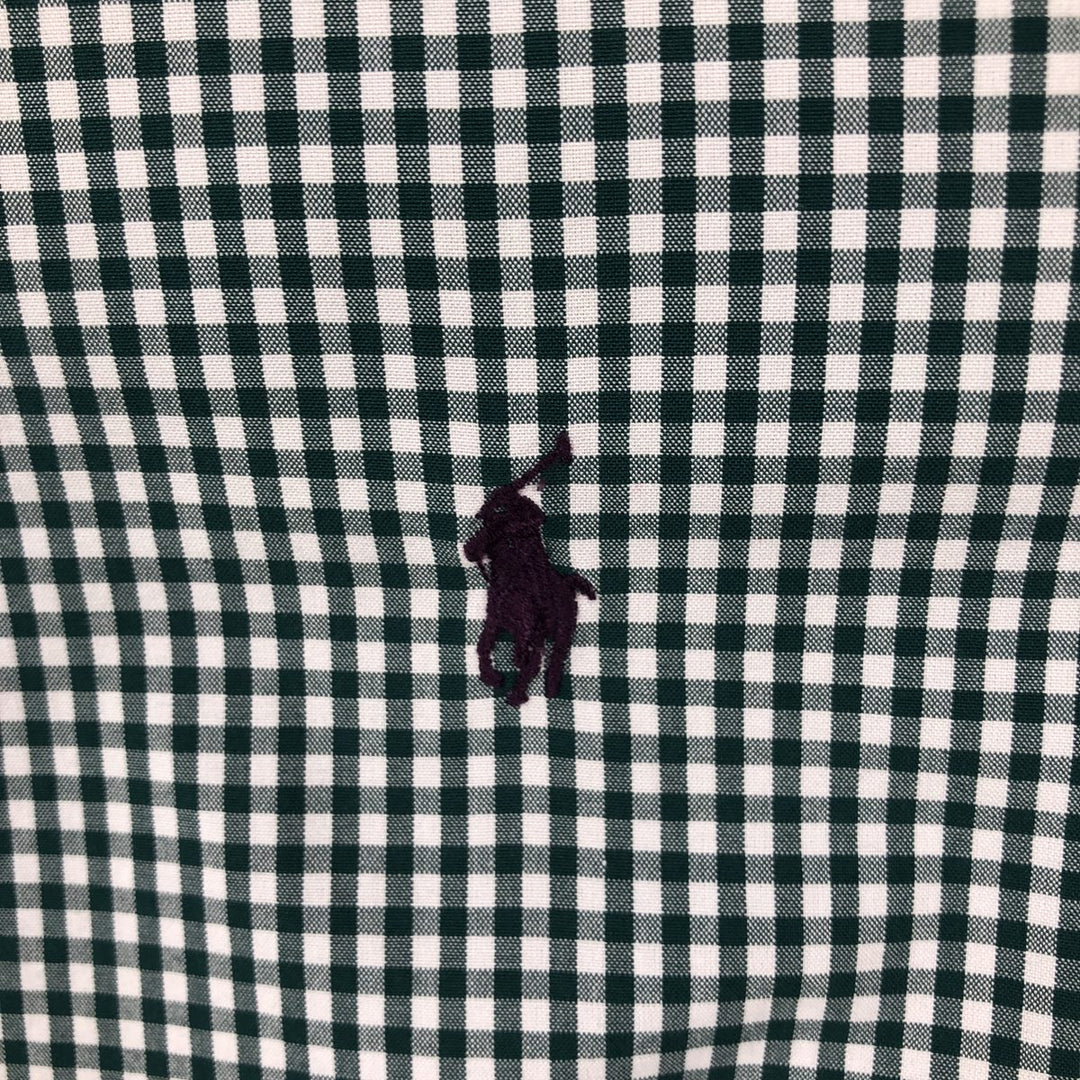 Ralph Lauren Classic Fit Gingham Check Long Sleeve Button-Down Check Shirt, Men's Size XL cotton Green type dark green Vintage Second Hand