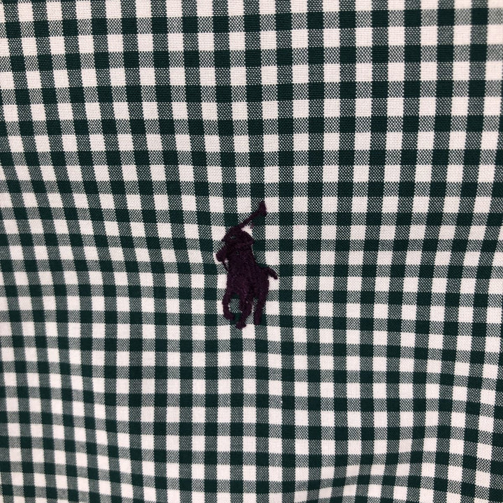 Ralph Lauren Classic Fit Gingham Check Long Sleeve Button-Down Check Shirt, Men's Size XL cotton Green type dark green Vintage Second Hand