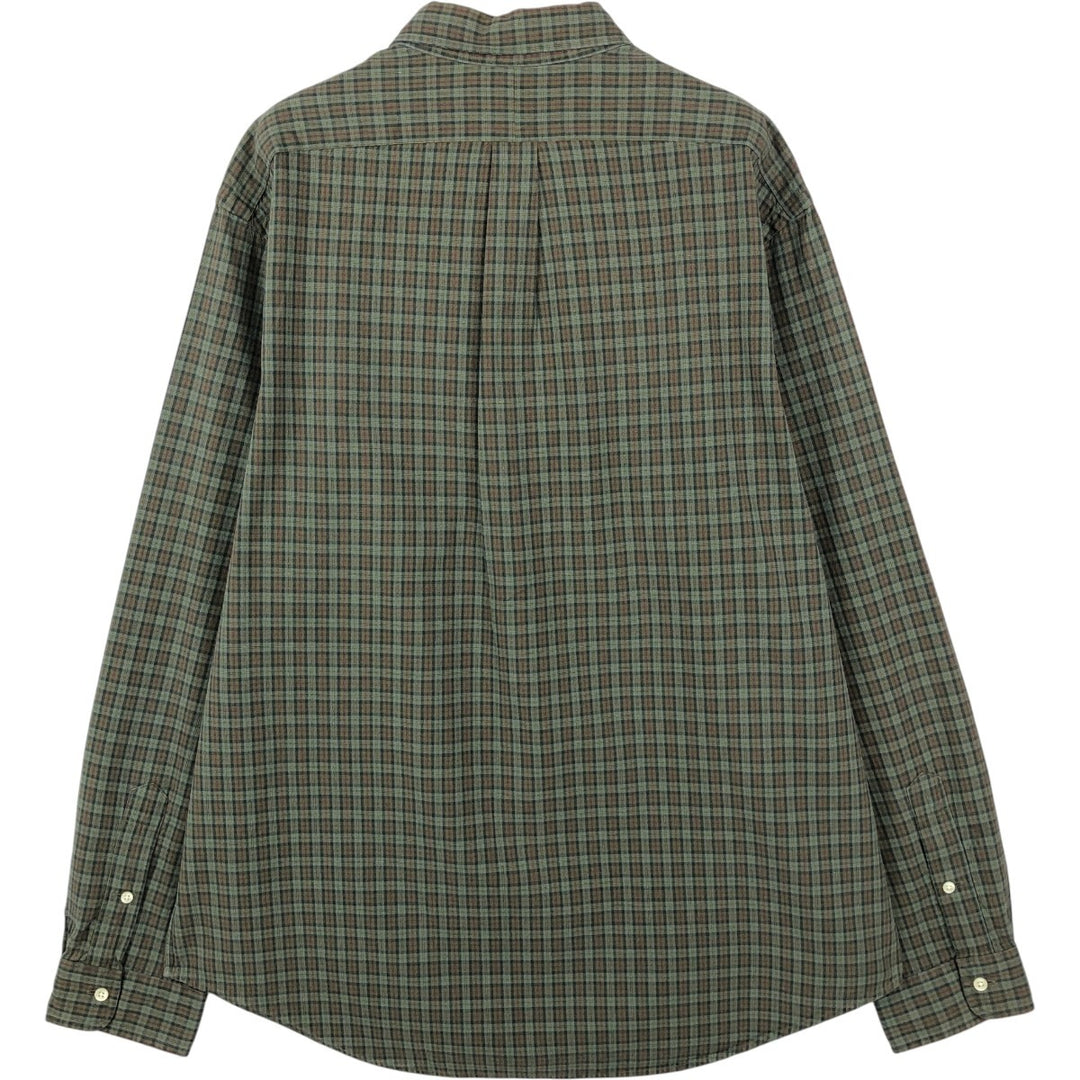 Ralph Lauren long sleeve button down check shirt, men's XL size cotton dark green Vintage Second Hand