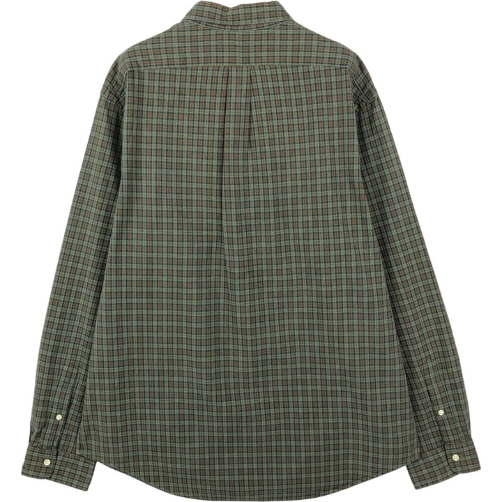 Ralph Lauren long sleeve button down check shirt, men's XL size cotton dark green Vintage Second Hand