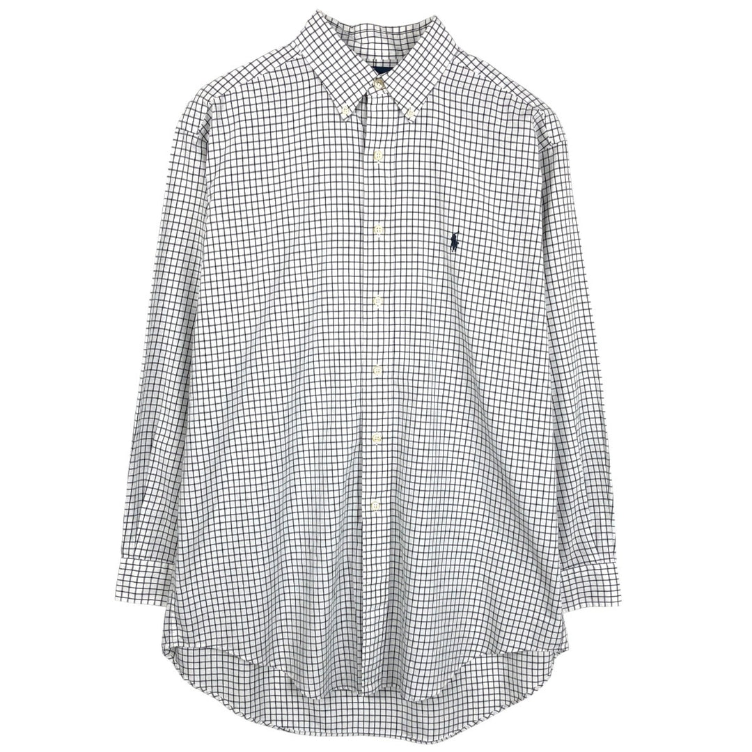 Ralph Lauren YARMOUTH Long Sleeve Button Down Check Shirt Men's XL cotton white type Vintage Second Hand