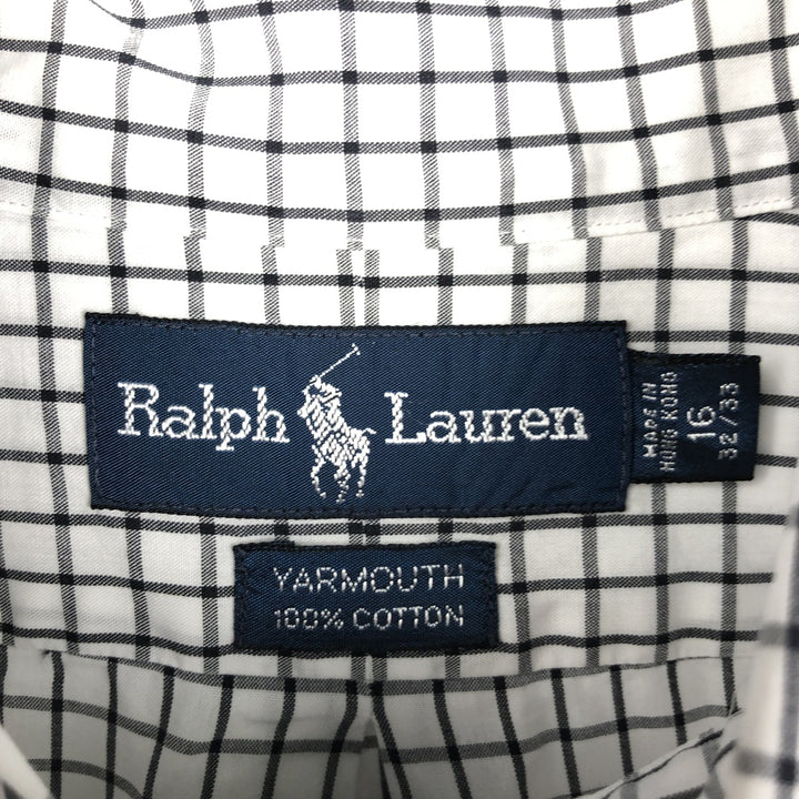 Ralph Lauren YARMOUTH Long Sleeve Button Down Check Shirt Men's XL cotton white type Vintage Second Hand