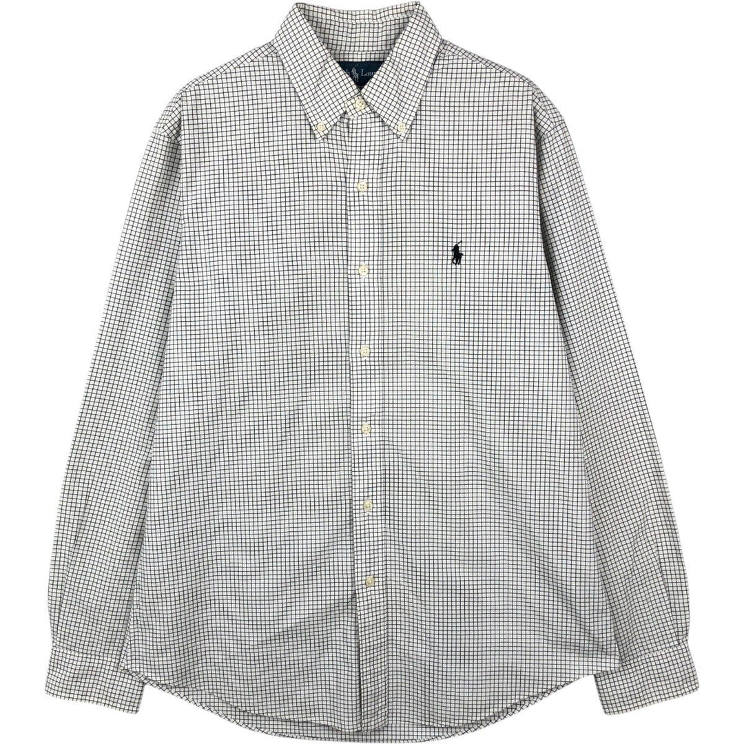 Ralph Lauren CUSTOM FIT long sleeve button down check shirt men's size M cotton white type Vintage Second Hand